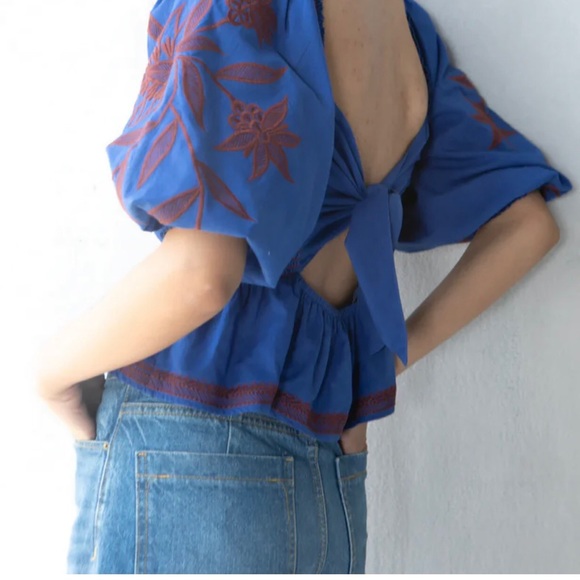 Omika Dumnore Blouse in Anya Cobalt -NWT - Picture 4 of 10